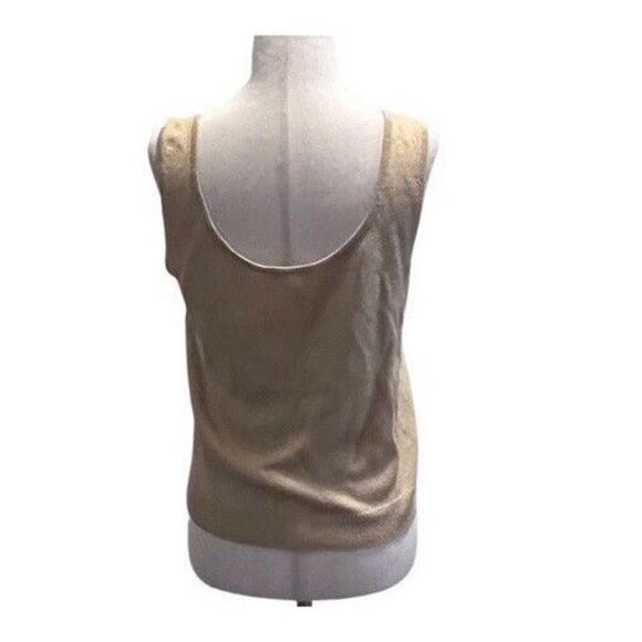 St. John Womens Gold Metallic Scoop Neck Pullover Knit Tank Sweater Size Small - Picture 5 of 7